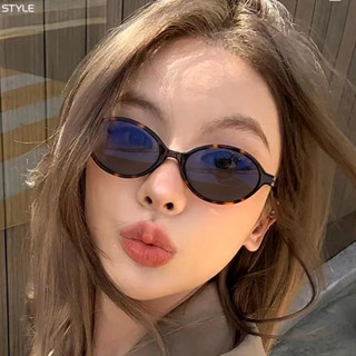 แว่นตากันแดดแฟชั่นป้องกันรังสียูวีกรอบวงรีพิมพ์เสือดาวสไตล์เ…