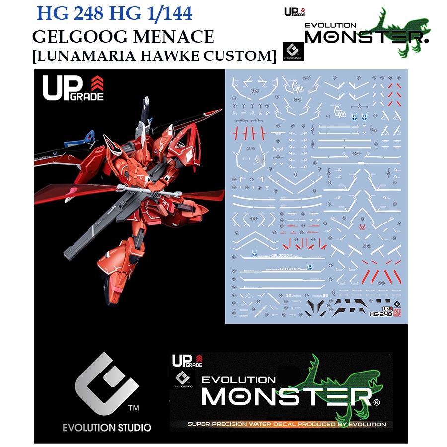 ดีคอลน้ำ [MONSTER] HG 248 SEED GELGOOG MENACE LUNAMARIA HAWKE CUSTOM HG 1/144 WATER DECAL FLUORESCEN