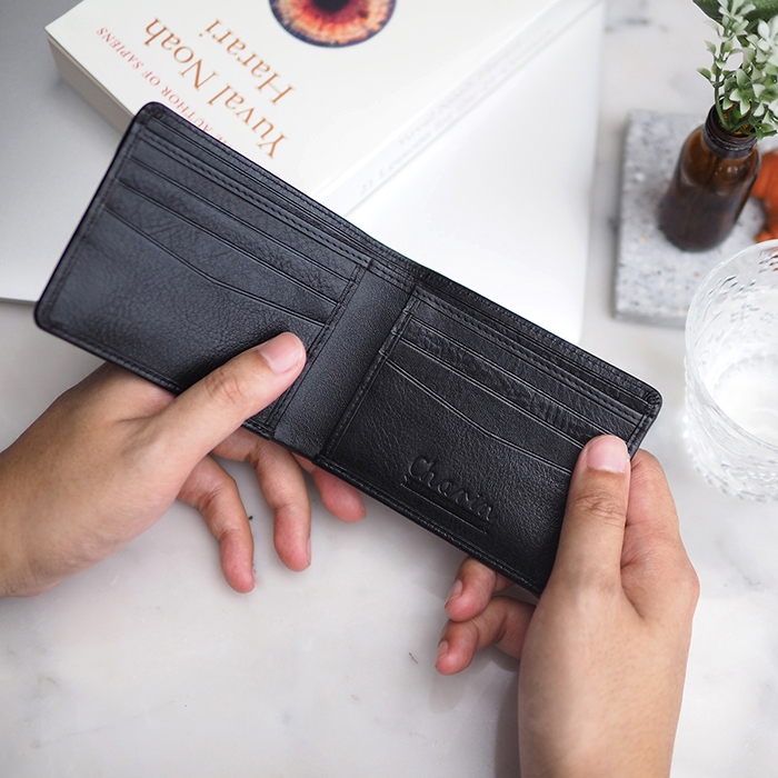 กระเป๋าสตางค์ใบพับสั้นใช้ได้ทั้ง ช/ญ Men purse หนังวัวฟอกฝาด เรียบเท่คลาสิค Charin bag