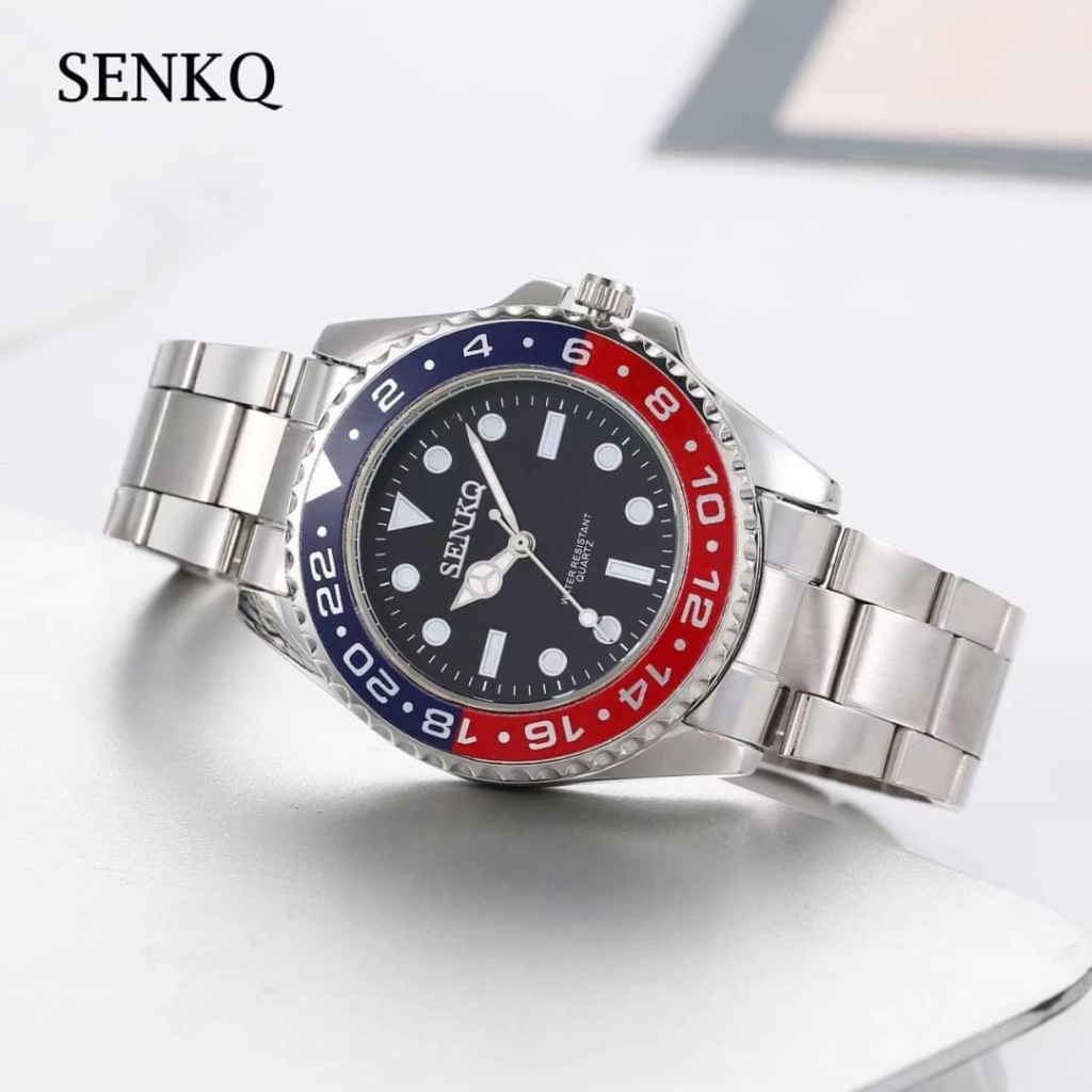 นาฬิกาข้อมือผู้ชาย Senkq ของแท้100% สายสเตนเลส ดีไซน์โรเล็กซ์ มีบริการตัดสาย