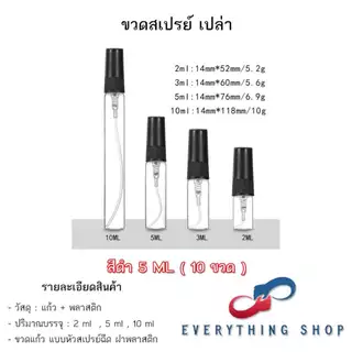 ขวดแบ่งน้ำหอม ขวดน้ำหอม ขวดแก้ว ขนาด 2ml 5ml 10ml จำนวน 10 ขวด