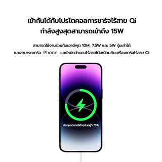 ที่ชาร์จไร้สาย 15W Qi เครื่องชาร์จไร้สายเร็ว ที่ชาร์จมือถือ การชาร์จแบบแม่เหล็ก รับประกัน 1 ปี