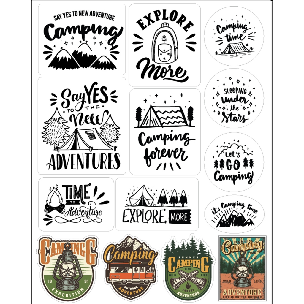 รวม Camp 2 สติ๊กเกอร์ PVC แคมป์ปิ้ง ไดคัท Sticker Camping ขนาด 22cm x 22cm จำนวน 1 ชื้น