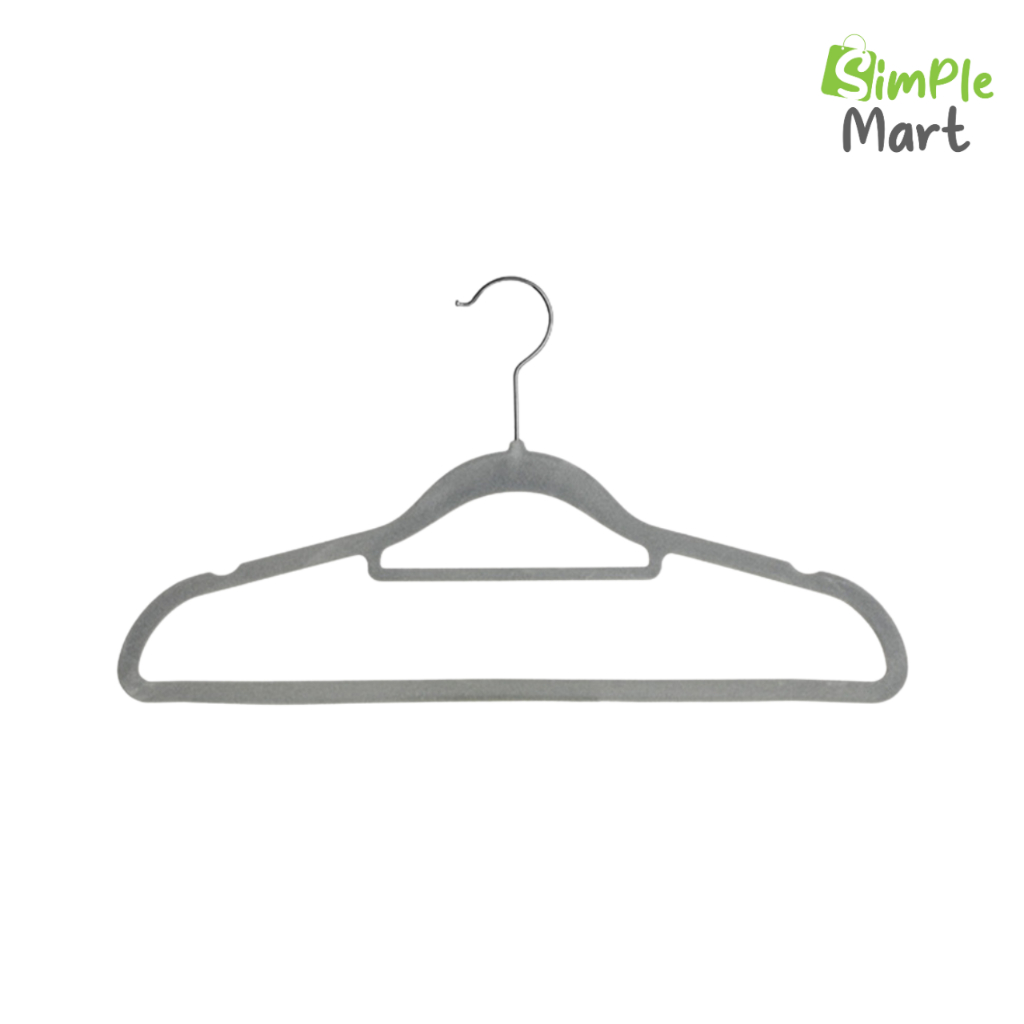 ไม้แขวนเสื้อกันลื่น ไม้แขวนเสื้อกำมะหยี่ hanger 5ชิ้น 10ชิ้น 20ชิ้น แข็งแรง กันผ้าลื่น Simple Mart
