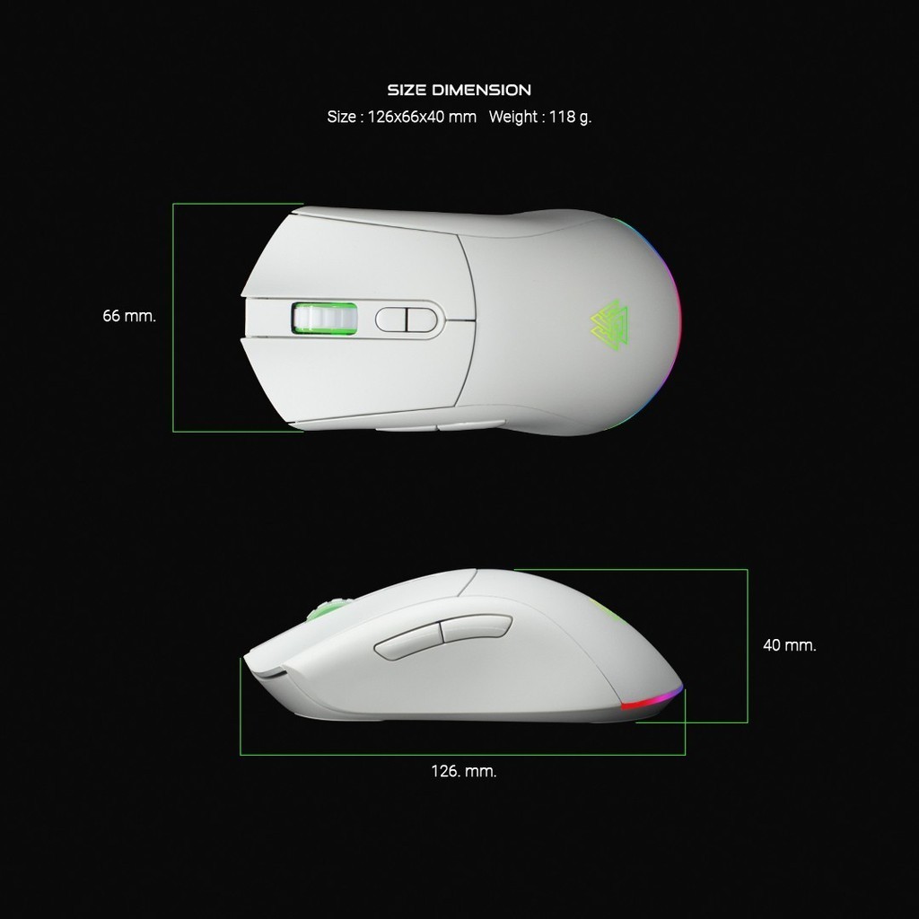 EGA เมาส์เกมมิ่งไร้สายบลูทูธ TYPE M8 GEN2 WIRELESS&BLUETOOTH&WIRED MACRO มีให้เลือก 2 สี Black/White ไฟ RGB ประกัน 2 ปี