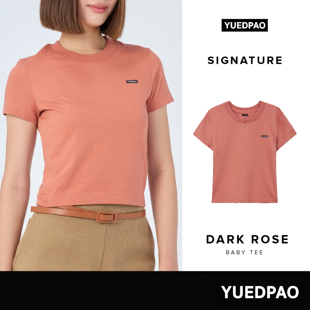 Yuedpao Signature Baby Tee Summer ผ้าหนาทรงสวย ยับยากรีดง่าย เสื้อยืดเปล่า สี Dark Rose