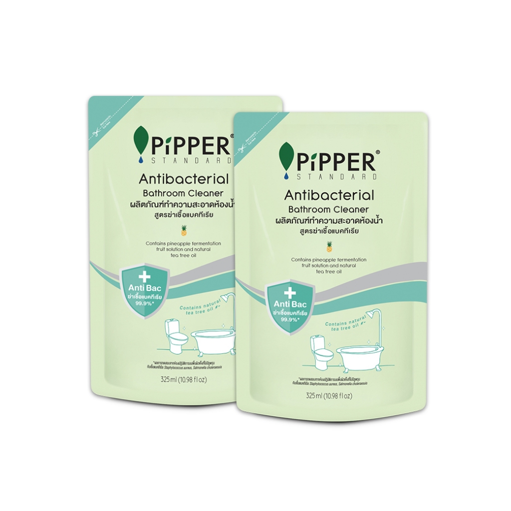 Pipper Standard ผลิตภัณฑ์ทำความสะอาดสุขภัณฑ์และห้องน้ำ สูตรแอนตี้แบคทีเรีย ขนาด 325 มล. แพ็คคู่