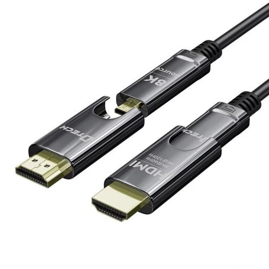 DTECH HDMI Optic fiber cable,V2.1, 8K/60Hz,30/50/M/(สายHDMIFiberแบบถอดหัวร้อยท่อ) #DT-HOF3030 #DT-HO