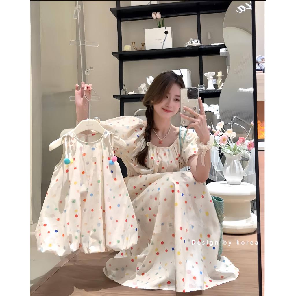 พร้อมส่ง 𝐏𝐎𝐌-𝐏𝐎𝐌 𝐃𝐑𝐄𝐒𝐒 ชุดคู่แม่ลูกสาว