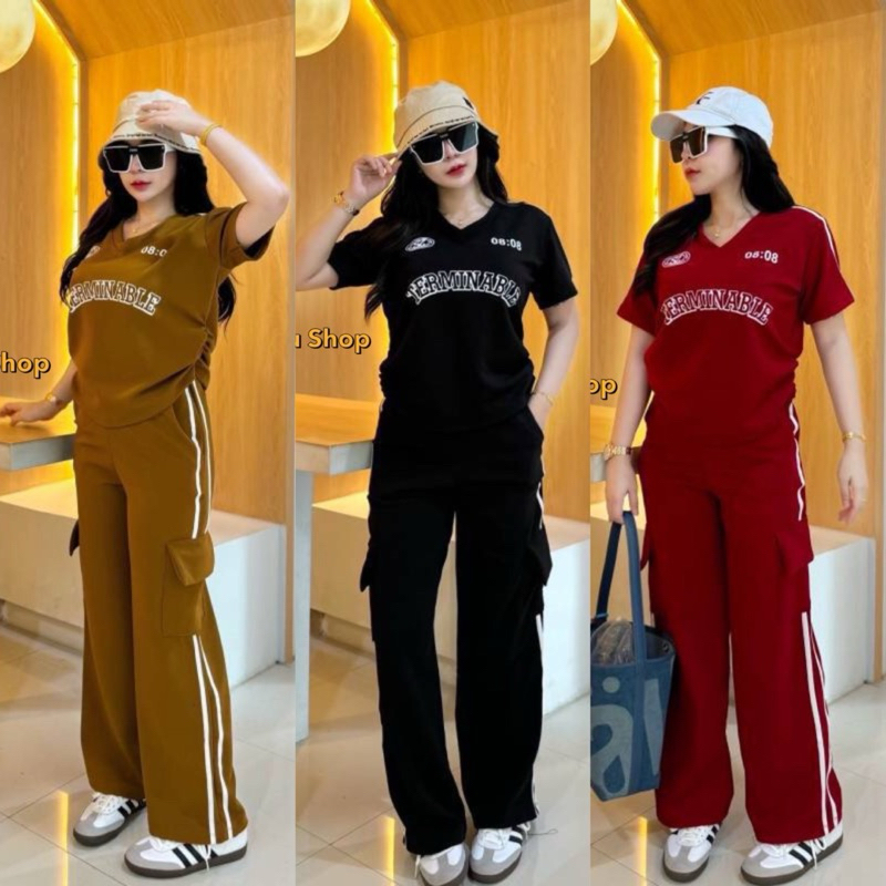 พร้อมส่ง เซ็ทย่นข้างผ้าวูฟเวฟ M116