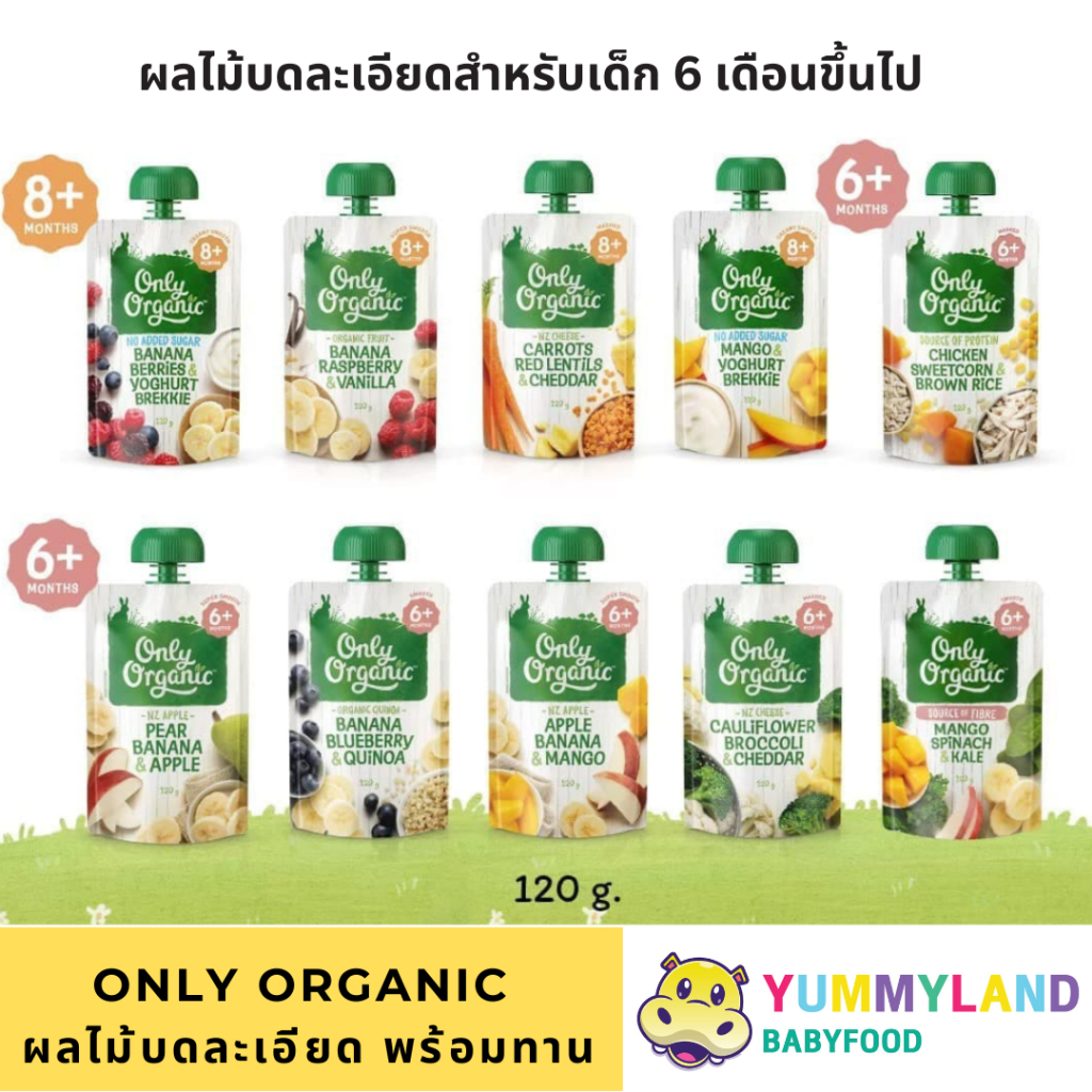 Only Organic อาหารเด็กอายุ 6 เดือนขึ้นไป สมูทตี้ผลไม้ ของว่างเด็ก พร้อมทาน ออร์แกนิค