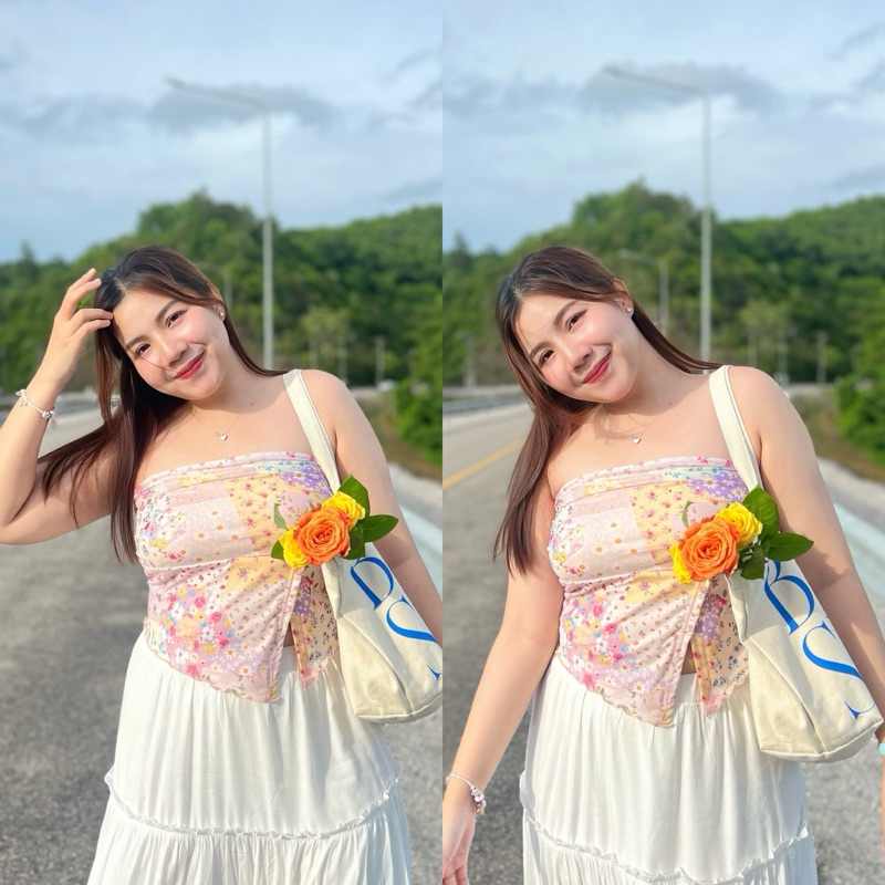 Mabel Top | เกาะอกสาวอวบลายดอกไม้น่ารัก อก36-44“ เกาะอกไซส์ใหญ่ เสื้อสาวอวบ