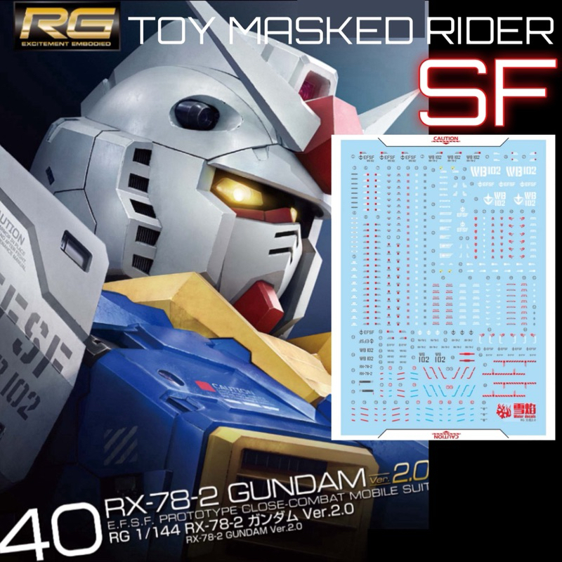 🟦 ดีคอลน้ำ SF RG 56 DECAL RG RX-78-2 GUNDAM VER 2.0 เรืองแสงแบล็คไลท์