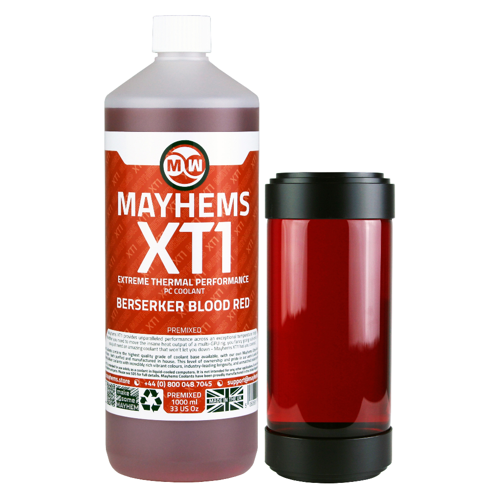 Mayhems - PC Coolant - XT1 Premix - Thermal Performance Series, 1 Litre, Berserker Blood Red