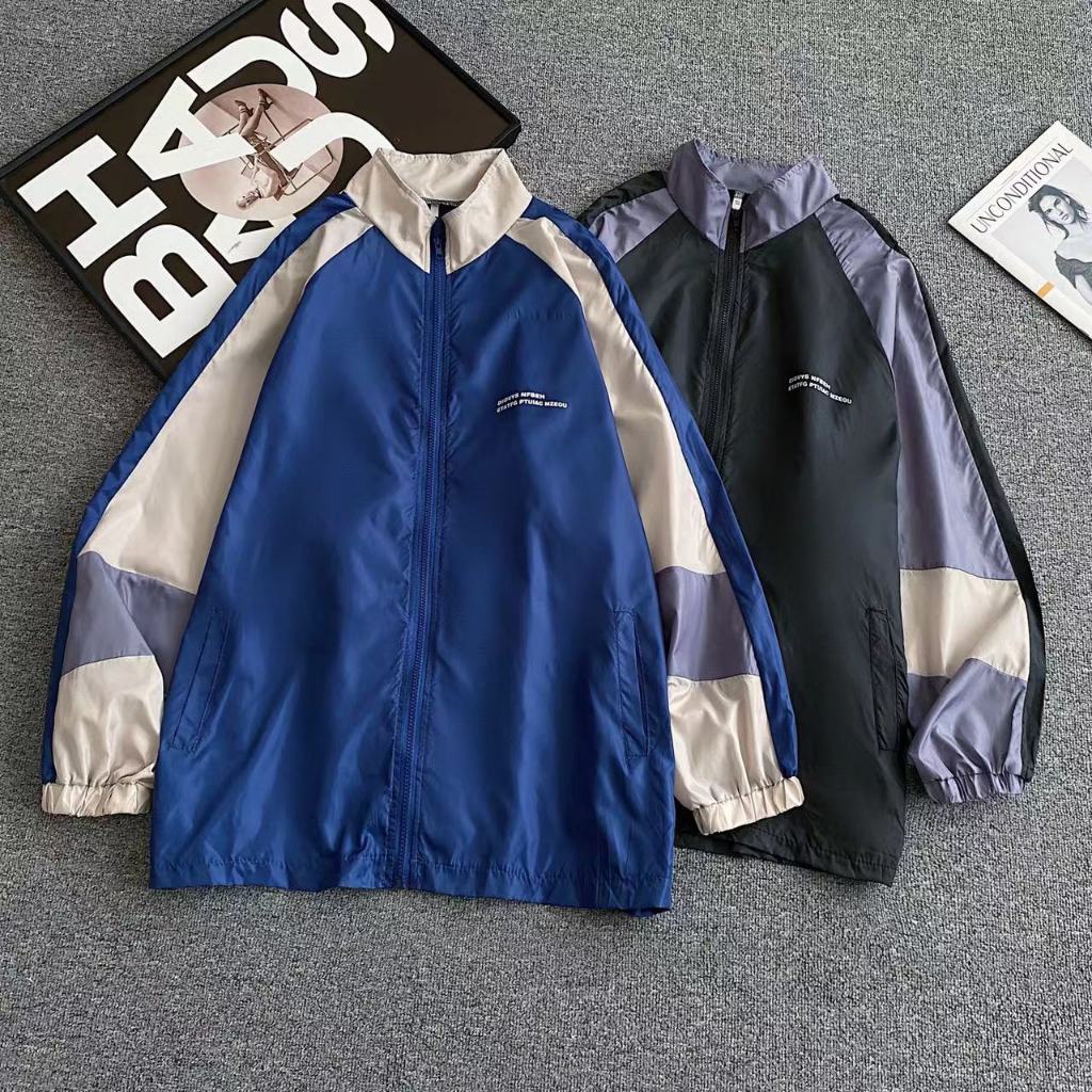 🌈เสื้อคลุมแขนยาว แจ็คเก็ตผ้าร่ม ไม่มีซับใน ใส่สบาย ไม่ร้อน มี 2 สี ดำ นำ้เงิน