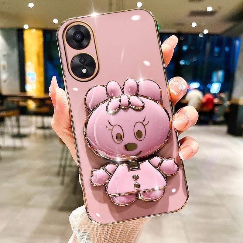 เคส TPU มินนี่กระจก ขาตั้งหมุนได้ 360 องศา สำหรับรุ่น Oppo A78 A58 A98 Reno8T A76 A96 เคสกันกระแทก ฝาหลัง นิ่ม