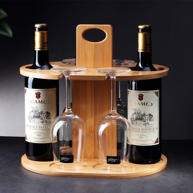 ชั้นวางแก้วและขวดไวน์ไ ม้ไผ่Wine glass rack