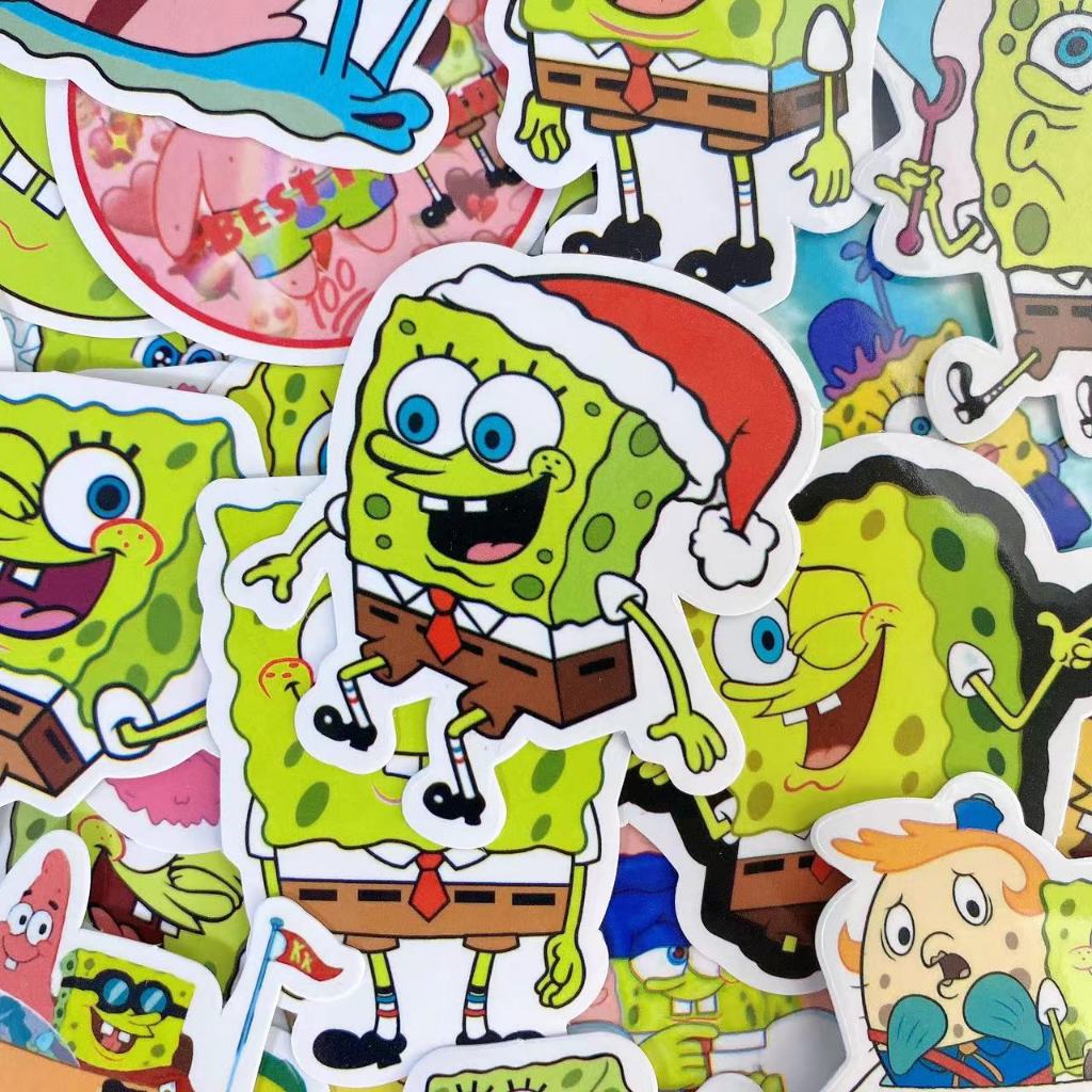 1 แพ็ก 50 ชิ้น SpongeBob การ์ตูน สติ๊กเกอร์ ใช้ตกแต่งกระเป๋าเดินทาง เคสไอแพด แก้วน้ำ เคสโทรศัพท์ แล็ปท็อป กีตาร์