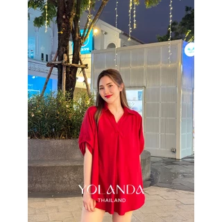 Yolanda เสื้อเชิ้ต เชิ้ตแฟชั่น มีกระดุมเก็บแขน ผ้านุ่มลื่น เสื้อผ้าผู้หญิง FF1003