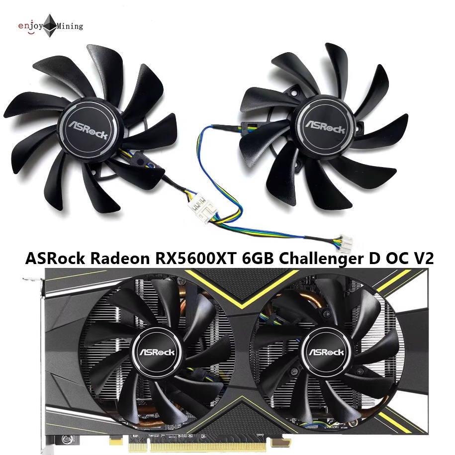 พัดลมการ์ดจอ ASRock Radeon RX5600XT 6GB Challenger D OC V2 Graphics Card Fan T129215SU