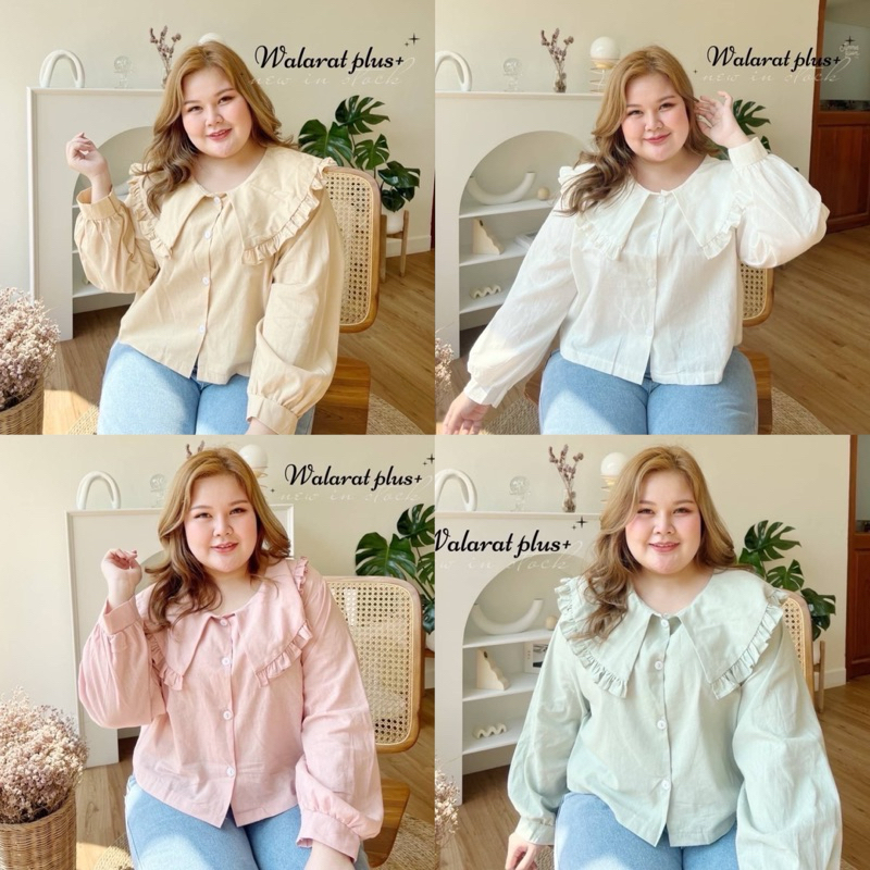 เสื้อเชิ้ตสาวอวบ เสื้อเชิ้ตแขนยาว อก38-50นิ้ว plussize เสื้อสาวอวบ