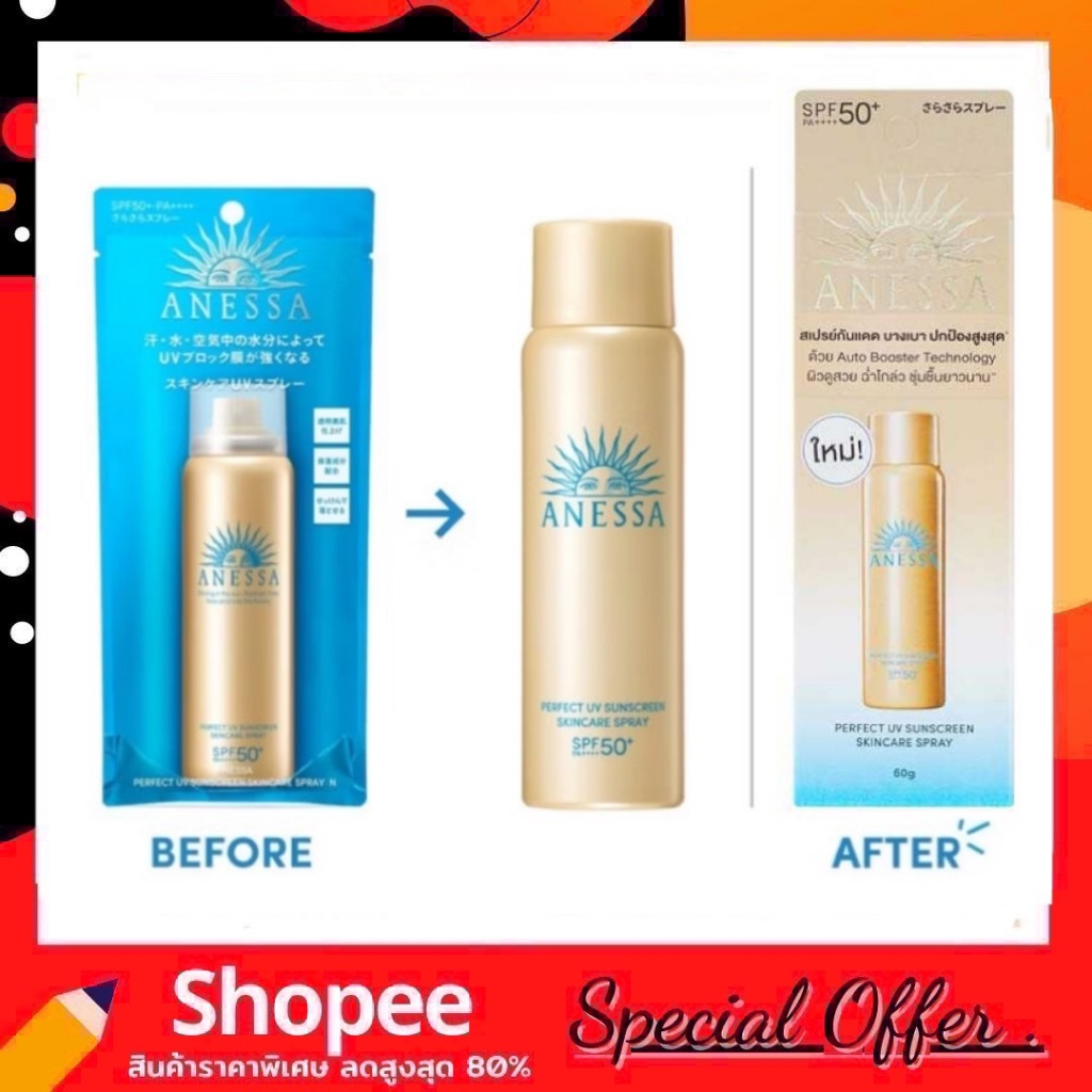 Anessa Perfect UV Sunscreen Skincare Spray SPF50+ PA++++ 60g กันแดดสเปรย์ผิวหน้า ผิวกาย และเส้นผม