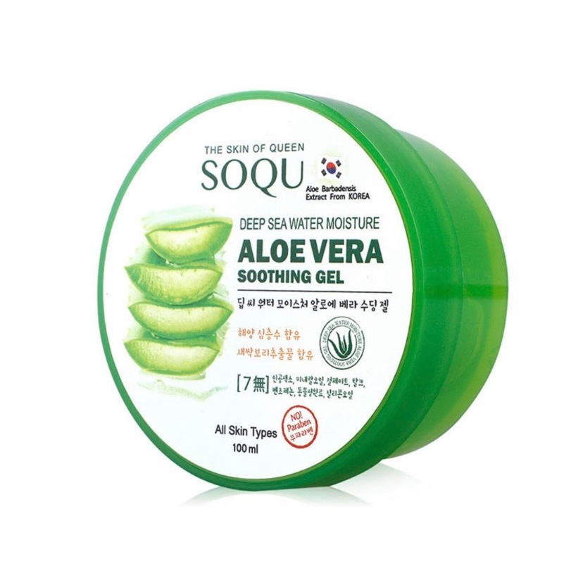 SOQU โซคิว ชูทติ้งเจล DEEP SEA WATER MOISTURE ALOE VERA SOOTHING GEL 100 มล. 1ชิ้น