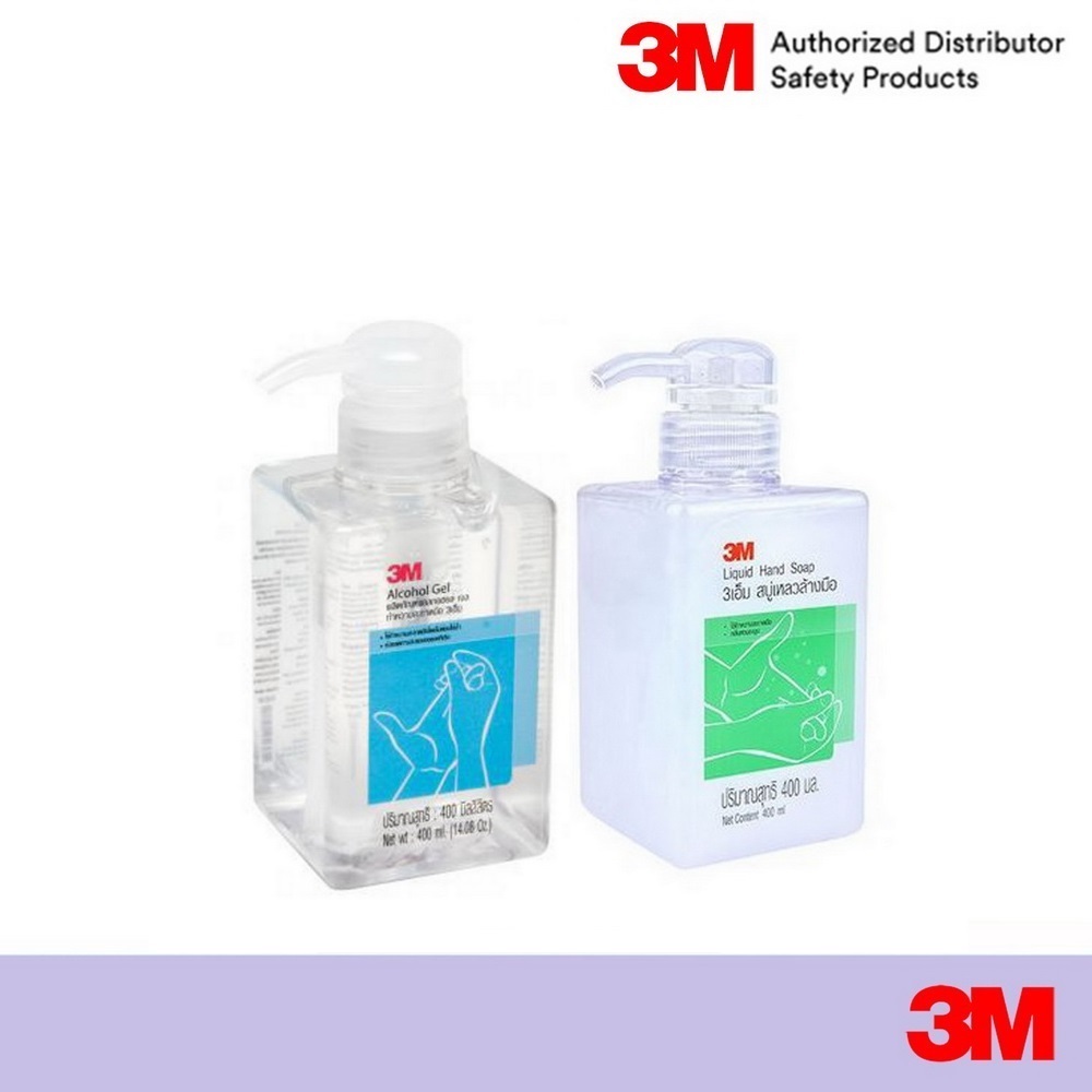 3M แอลกอฮอล์เจลล้างมือ 400ml. Alcohol Gel และ สบู่เหลวล้างมือ 400 มล Hand Soap