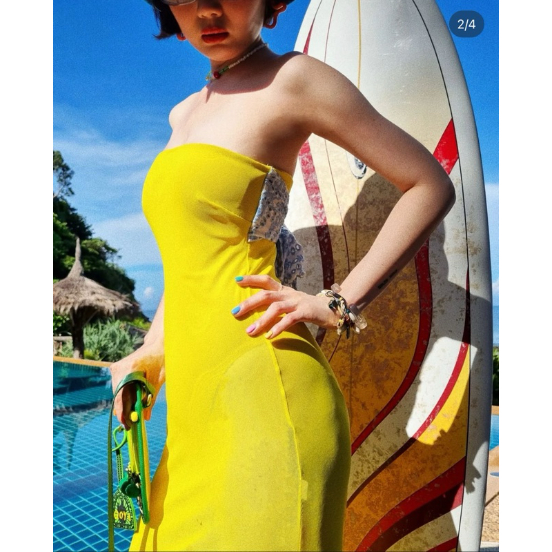 Bodysuit swim dress สีเหลือง แบรนด์ Qoya vacation