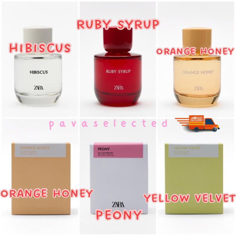 น้ำหอม Zara 90 ml. ของแท้ มีหลายกลิ่น Peony Hibiscus Ruby Syrup Yellow Orange