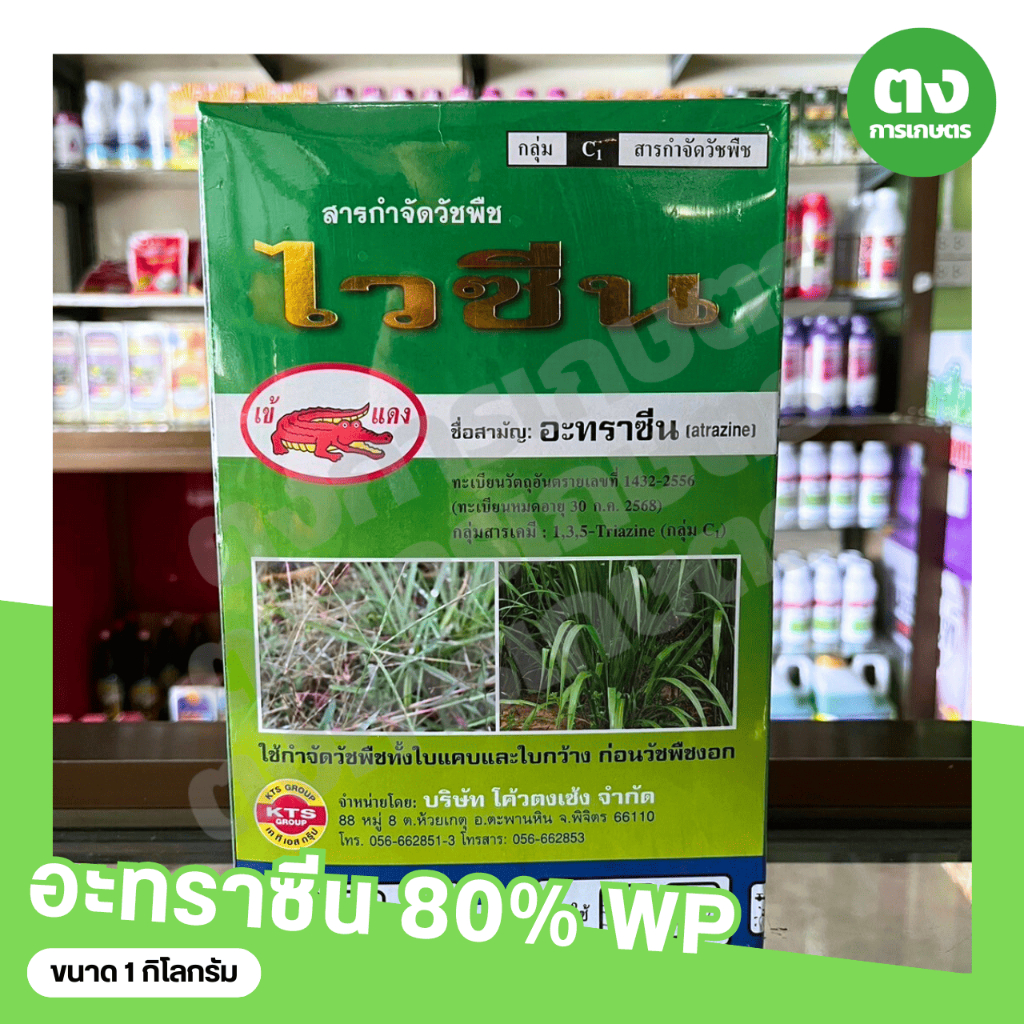 ไวซีน เข้แดง อะทราซีน 80% WP ขนาด 1 กิโลกรัม สารกำจัดวัชพืช