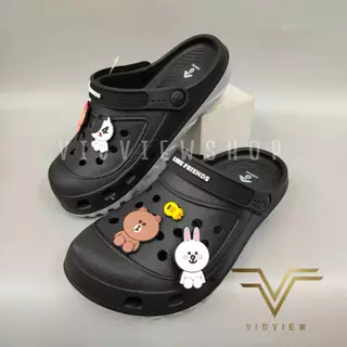 VIDVIEW !!ลดสนั่น!! รองเท้าหัวโต ลาย Line Friends หญิง Adda 5TD24WC พื้น 2density เบอร์ 36-39 ฟรี Jibbitz