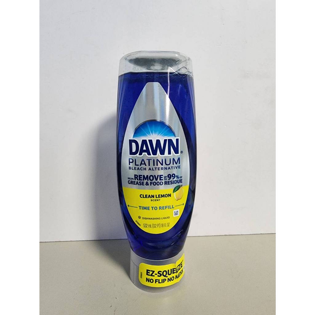 น้ำยาล้างจาน น้ำยาขจัดคราบมันDawn Platinum Bleach Alternative EZ-Squeeze Dish Soap,Clean Lemon