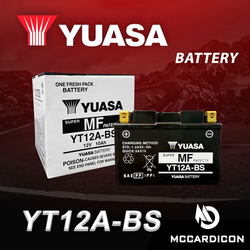 แบตเตอรี่แห้งแยกกรด ยัวซ่า (Yuasa) YT12A-BS สำหรับ ER6N, Ninja650, Z1000, SV650, GXS-750