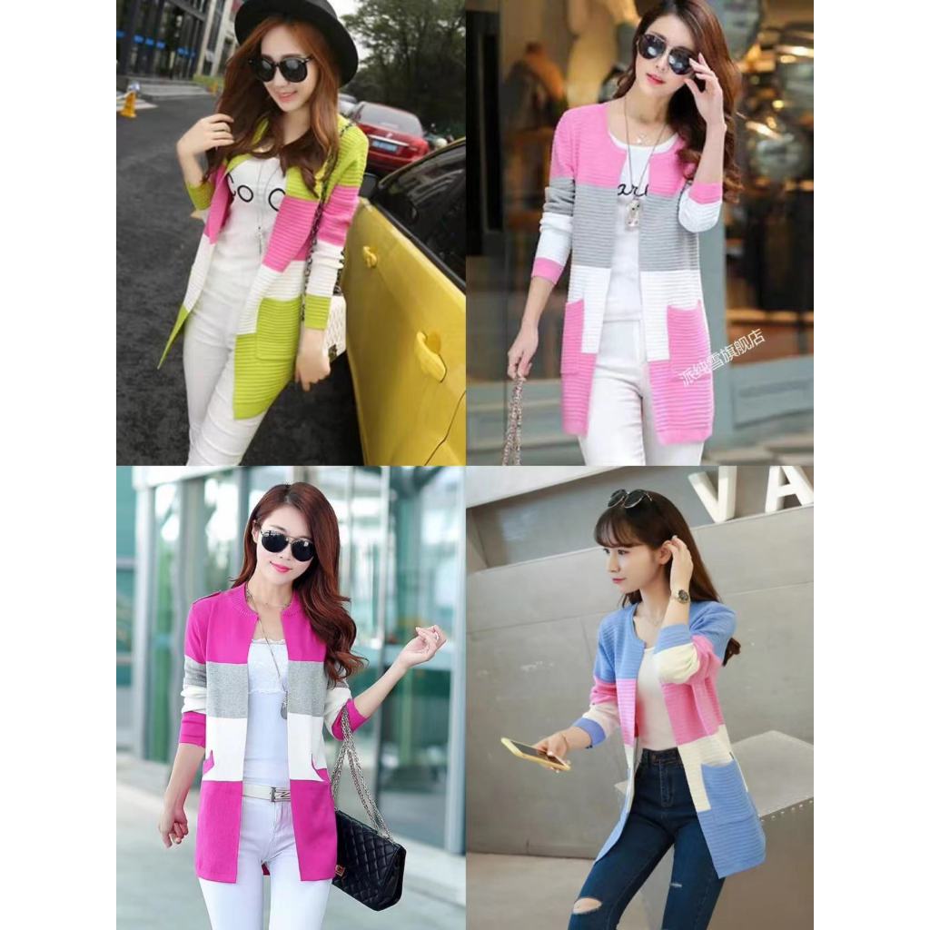 เสื้อคลุมไหมพรมไซร้ใหญ่ทรงยาวปิดสะโพกมีกระเป๋า