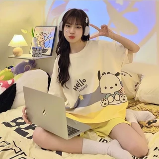 ชุดนอนผู้ใหญ่ 5XL เซ็ตแขนสั้น-ขาสั้น ชุดนอนน่ารัก ชุดนอนลายการ์ตูน ชุดนอนสาวอวบ (อก 24 - 48 นิ้ว)