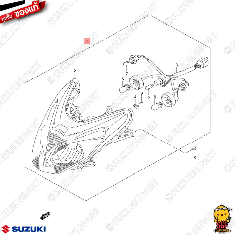 ชุดไฟหน้า HEADLAMP ASSY แท้ Suzuki New Hayate 125 Fi 2012