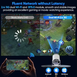 GOOJODOQ HY300 Pro/Pro+/Ultra โปรเจคเตอร ์ แบบพกพา Android 11 270° ฟรีมุมบลูทูธ 5.0