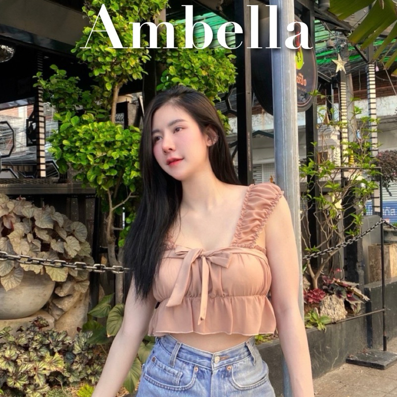 Ambella • เสื้อครอปมีฟองน้ำ | พร้อมส่งนะคะ สวยทั้ง3 สี ทรงเสื้อมีบ่าแบบยางยืด ผ้าชีฟอง แบบผูกหน้า น่ารักมาก