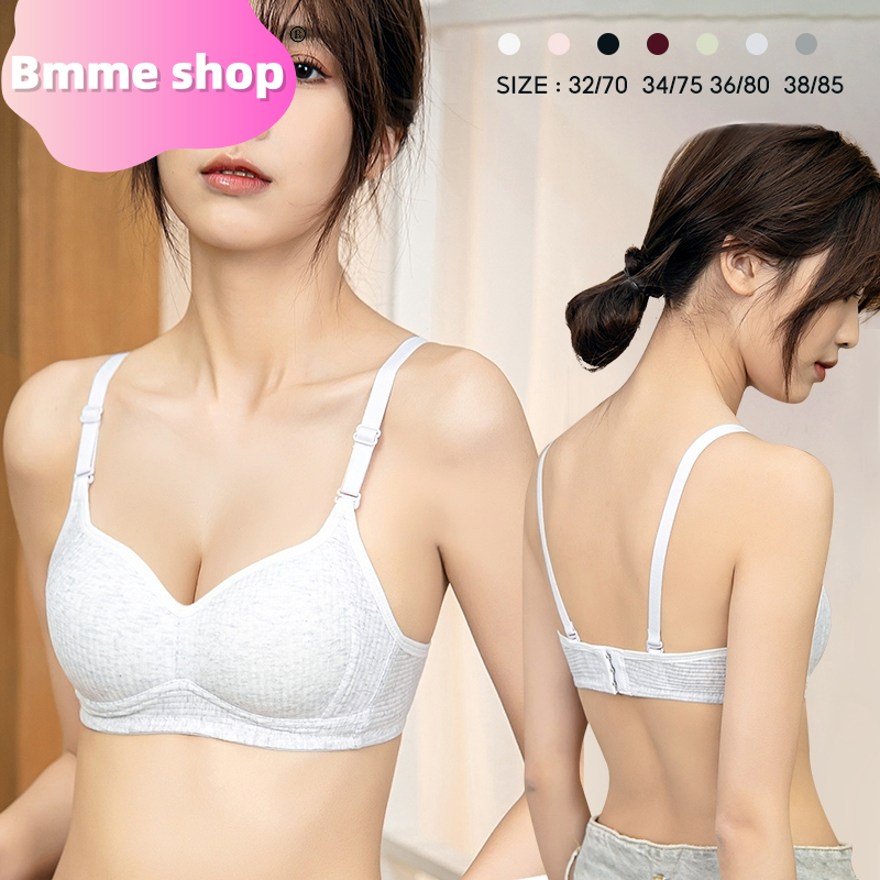 เสื้อชั้นในไร้ตัวต่อ เสื้อชั้นในเนื้อผ้าฝ้ายสไตล์ญี่ปุ่น บราผู้หญิงน่ารักไร่โครงคับเล็AA สีสันสดใส (ถอดสายไม่ได้)