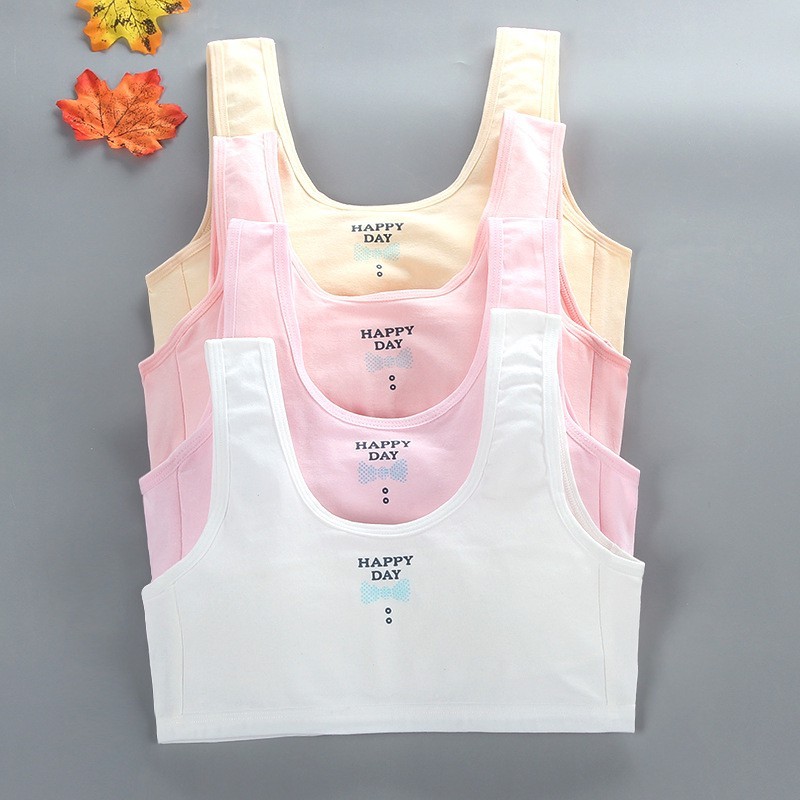 เสื้อบังทรงเด็ก มีซับพอร์ตด้านหน้าปิดจุก ผ้าคอตตอน ใส่สบาย สำหรับอายุ 7-15 ปี