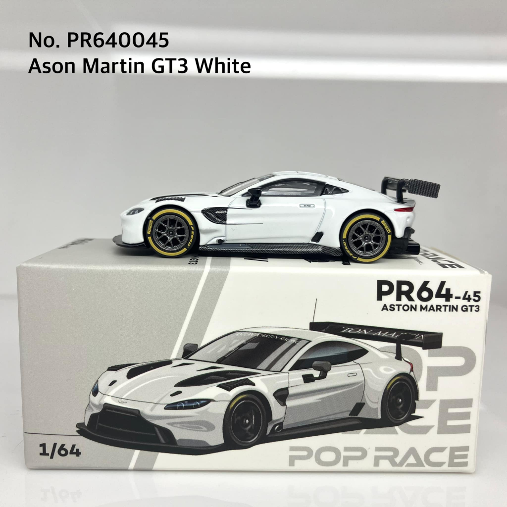 Pop Race 📌No. PR640045 📌 ASTON MARTIN GT3 WHITE Scale: 1:64 Type: D