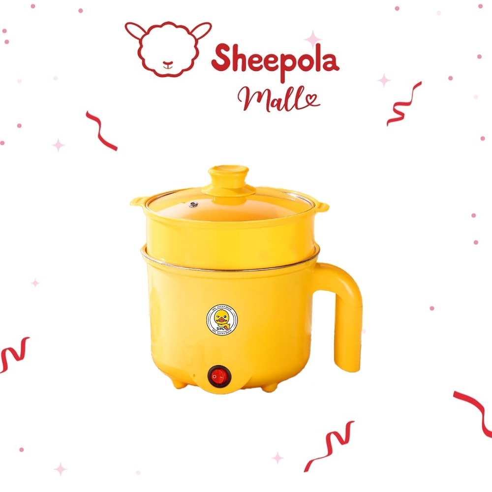 SHEEPOLA หม้อชาบู ลายเป็ด ขนาด1.8ลิตร ขนาดกะทัดรัด หม้อชาบูสแตนเลส ผัดได้ ต้มได้ หม้อต้มไฟฟ้า หม้อสแตนเลส หม้อ