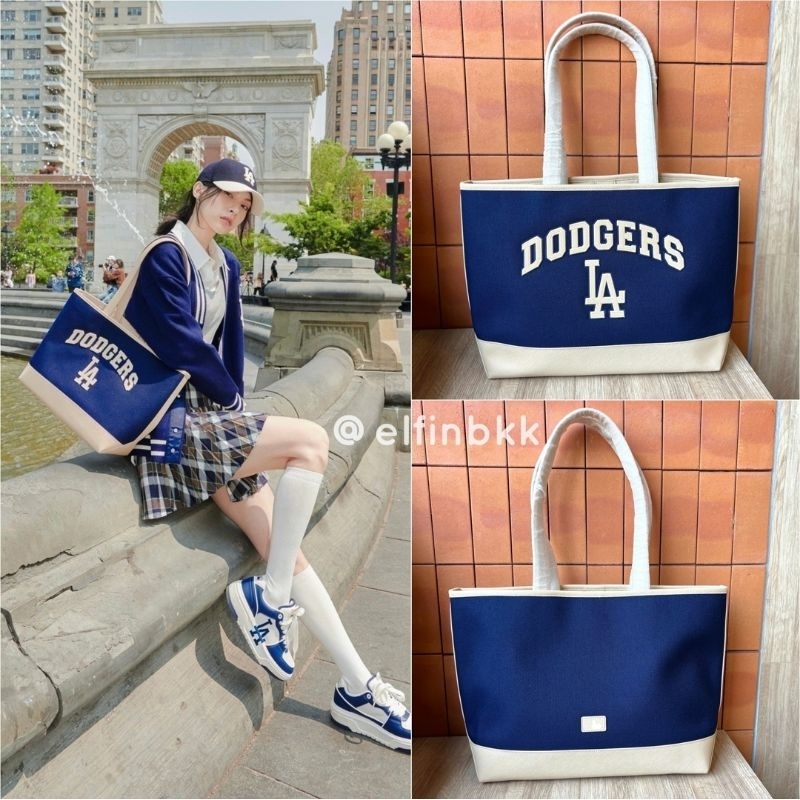 แท้ 💯 MLB Monogram/ Canvas Tote bag NY กระเป๋าสะพาย กระเป๋าผ้าแคนวาส สีขาว สีดำ สีน้ำตาล สีครีม สีเบ