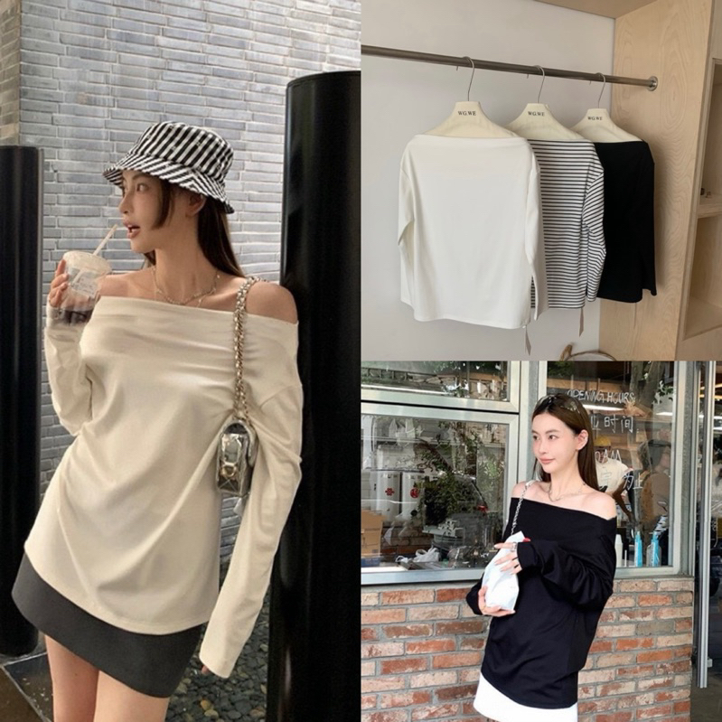 เสื้อแขนยาวเปิดไหล่รุ่น 9590 TAG:WG.WE