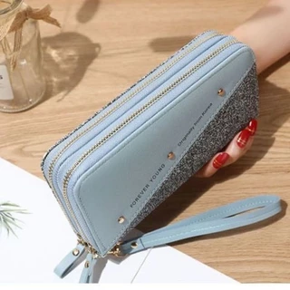 พร้อมส่ง รุ่นกากเพชร(GC-004) กระเป๋าสตางค์ใบยาวซิปคู่