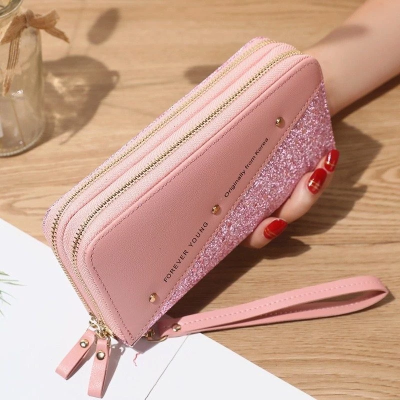 พร้อมส่ง รุ่นกากเพชร(GC-004) กระเป๋าสตางค์ใบยาวซิปคู่