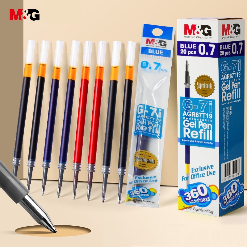 M&G AGR67T19 ไส้ปากกา 0.7 มม เหมาะสำหรับการกดปากกาเป็นกลาง ไส้ปากการีฟิล หมึก 3 สีให้เลือก 1 ชิ้น