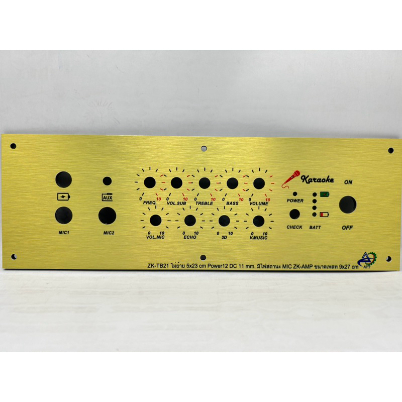 เพลทTB21 ไม่ย้าย + ไมค์ AMP ช่องเพลท 5*23cm วัตแบตเม็ดไฟ สวิตช์12มิล มีไฟสถานะ 3มิล DC11 มิล ขนาดเพลททั้งหมด9x27cm