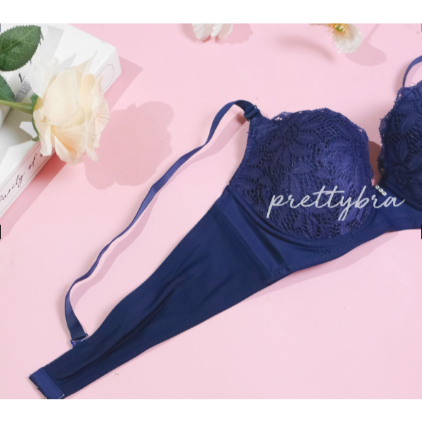 เสื้อในมีโครง ทรงเต้าใหญ่ ฟองน้ำบาง 2 ตะขอ ลูกไม้ #keeya678